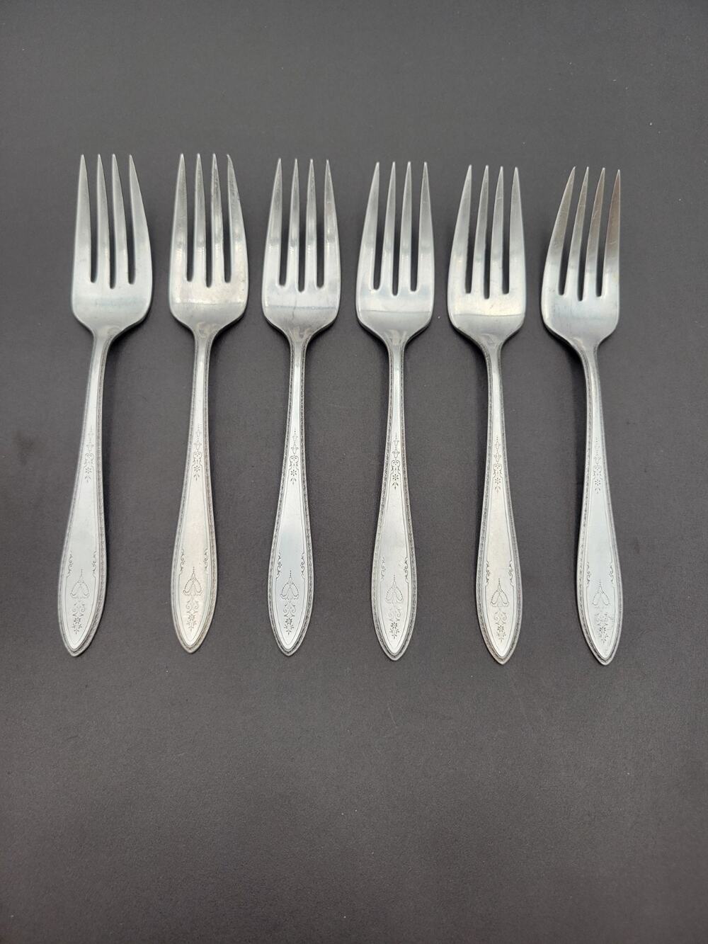 1847 Rogers Bros ARGOSY Set 6 Salad Fork Silver Plate 1926 Flatware